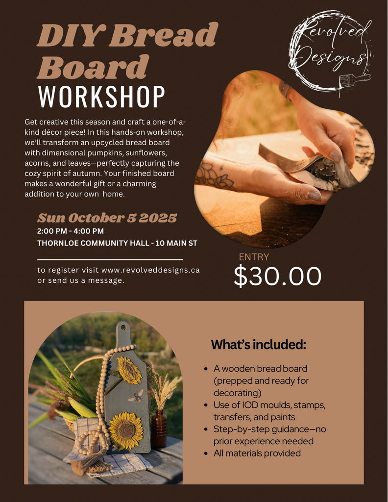 OCT 5 - IOD Bread Board Workshop - DEJA VU BOUTIK