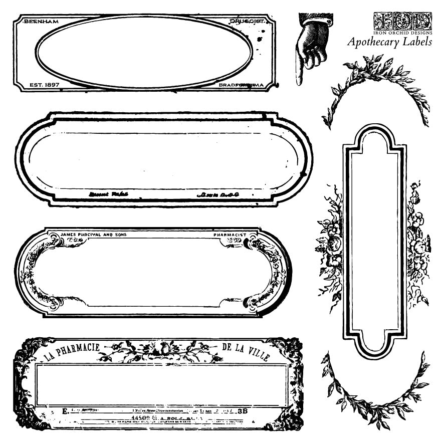 NEW! Apothecary IOD Decor Stamp - DEJA VU BOUTIK