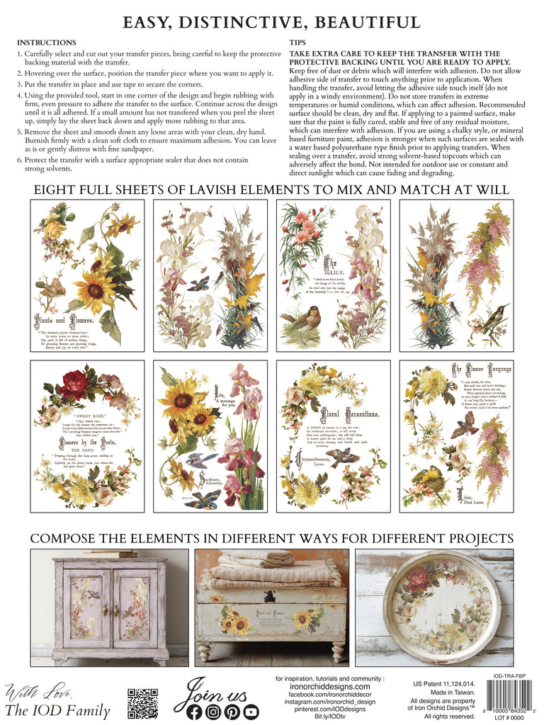 Flowers by the Poets IOD Decor Transfer - DEJA VU BOUTIK